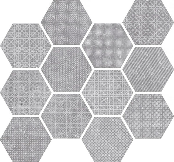Hexagon Melange Grey Mix Antislip