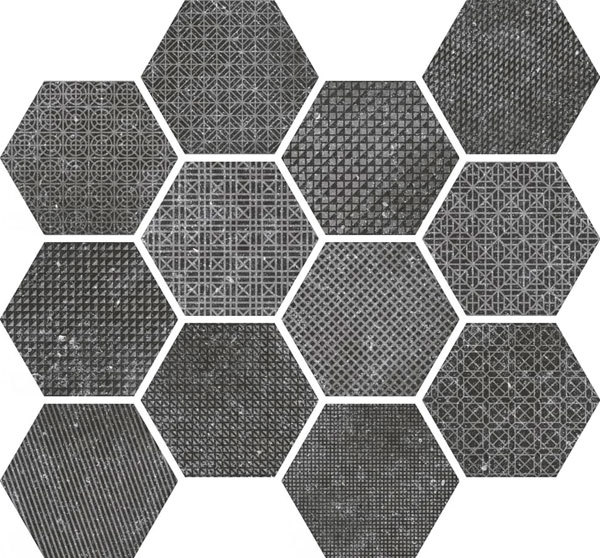 Hexagon Melange Black Mix Antislip