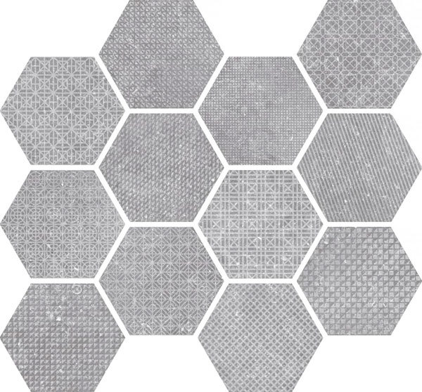 Hexagon Melange Grey Mix Antislip